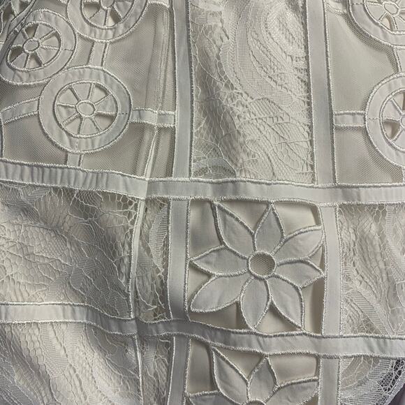 ALEXIS Size M Cream Polyester Cotton Lace Notch Lapel Pantsuit - Picture 10 of 10